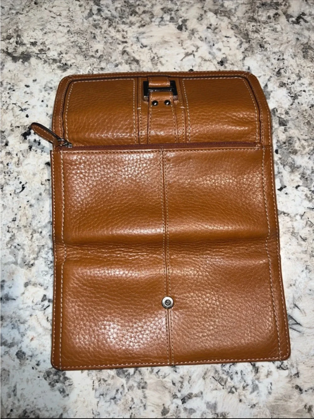 Fossil Pebbled Leather Wallet in Cognac